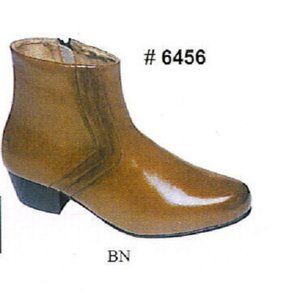 New Mens Maximus #6456brown zip boot w/cuban heel